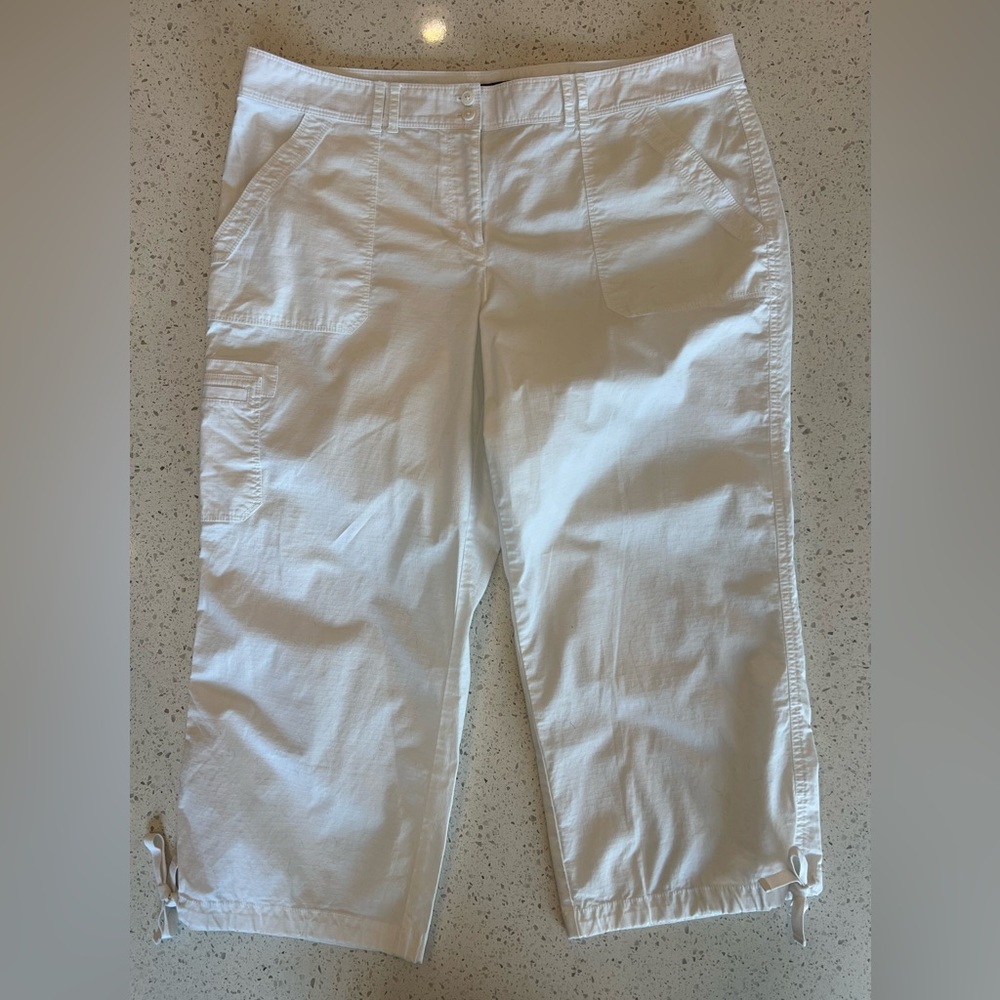 Tommy Bahama Crop Rip Stop Pants - White - Size 14